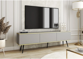 Тумба під телевізор Оро / Oro 3-дверна з чорними ніжками RTV175 Сірий Ш175xВ53 см.
