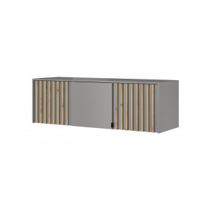Тумба-надставка Неллі / Nelly 3D 3-дверна Сірий/дуб артизан 155х51х50 см.