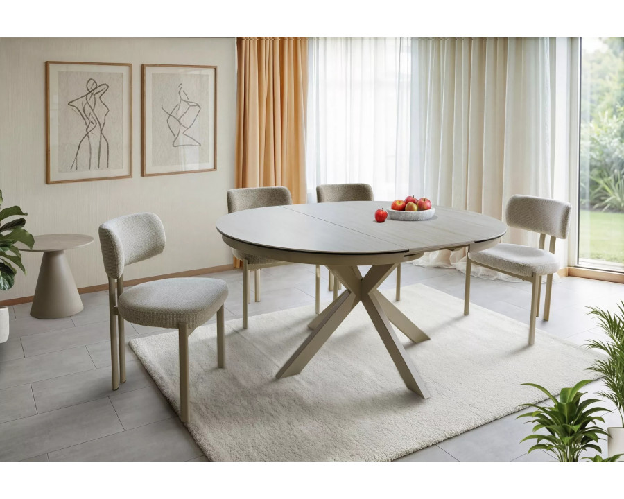 Стіл обідній кухонний розкладний Porto Ceramic (120–160)×120 см Кераміка Беж / Кашемір каркас
