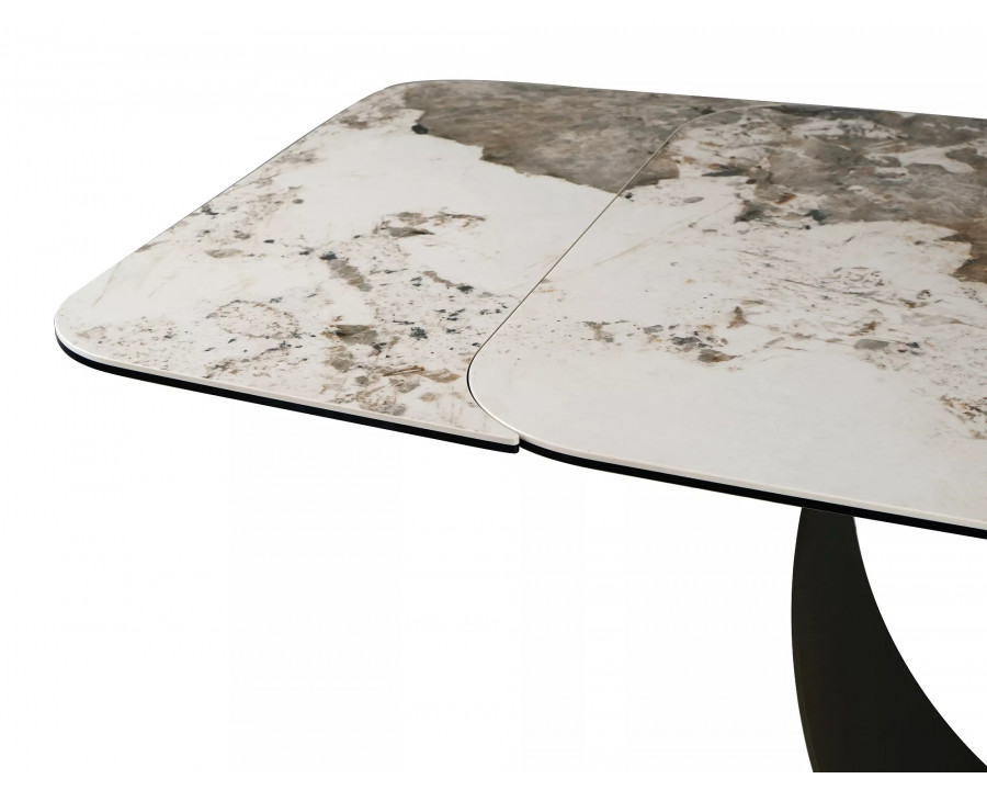 Стіл обідній кухонний розкладний Infinity Ceramic (160–240)×95 см Кераміка Білий / Мідний каркас