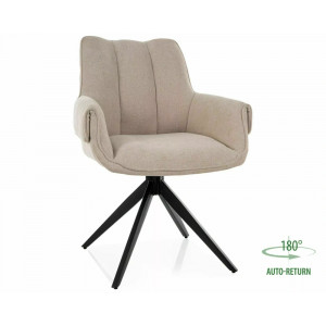 Стілець кухонний обідній м'який Gio Світло-бежева тканина / Чорний каркас