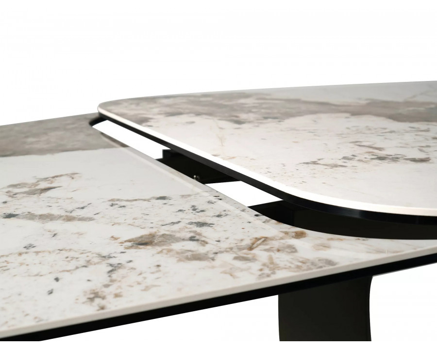 Стіл обідній кухонний розкладний Infinity Ceramic (160–240)×95 см Кераміка Білий / Мідний каркас