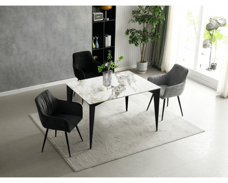 Стіл NORMAN CERAMIC 120*90 gold Phoenix глянець / Чорний каркас