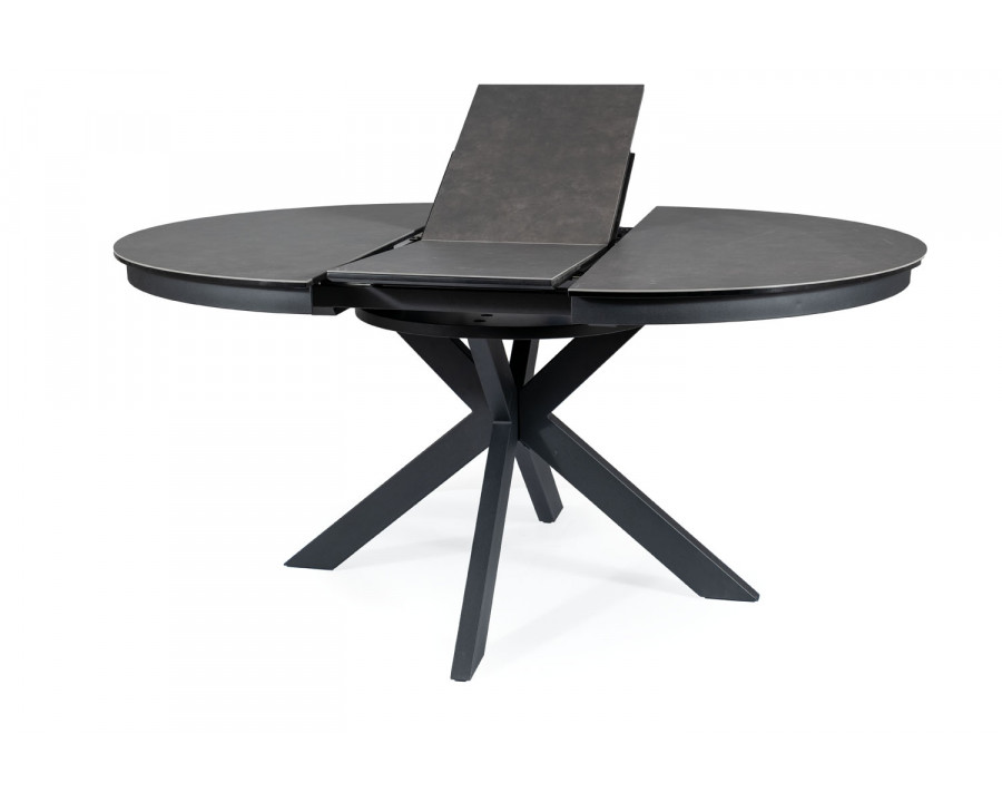 Стіл обідній розкладний PORTO CERAMIC 120(160)*120 тем.сірий ефект мармуру/чорний мат