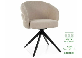 Стілець кухонний обідній м'який Ores Світло-бежева тканина / Чорний каркас