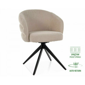 Стілець кухонний обідній м'який Ores Світло-бежева тканина / Чорний каркас