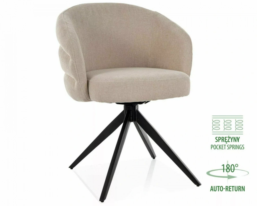 Стілець кухонний обідній м'який Ores Світло-бежева тканина / Чорний каркас