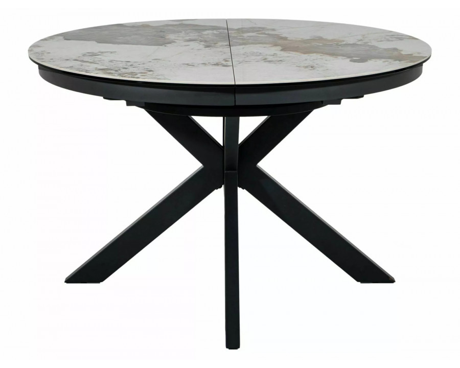 Стіл обідній кухонний розкладний Porto Ceramic (120–160)×120 см Кераміка Білий / Чорний каркас