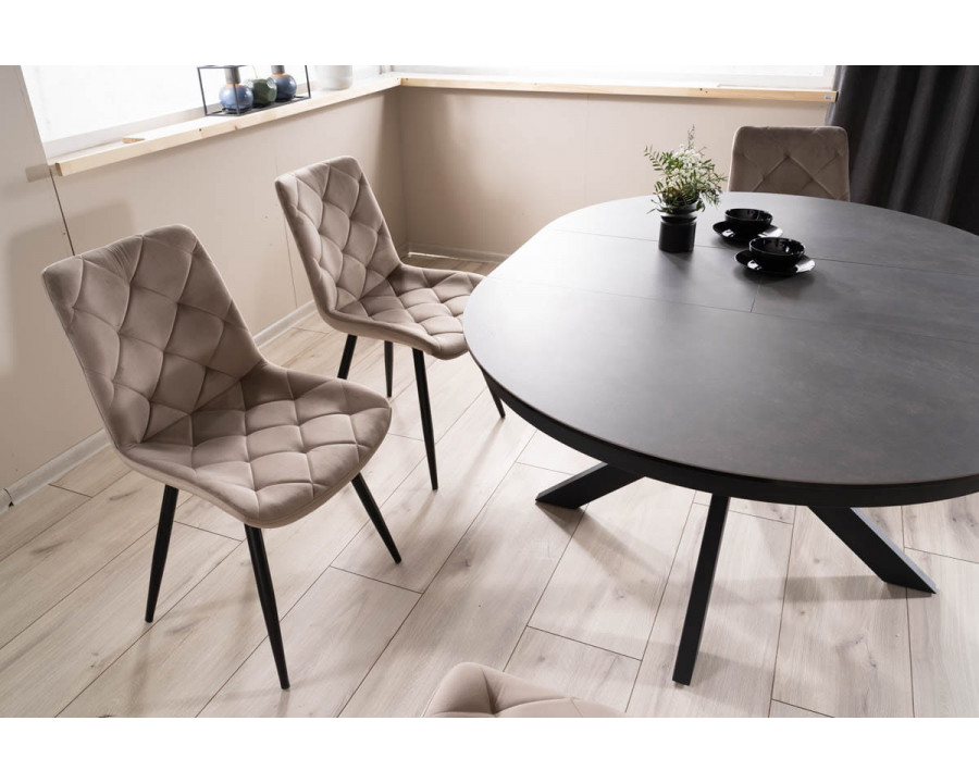 Стіл обідній розкладний PORTO CERAMIC 120(160)*120 тем.сірий ефект мармуру/чорний мат