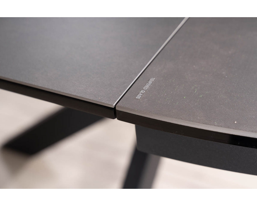 Стіл обідній розкладний PORTO CERAMIC 120(160)*120 тем.сірий ефект мармуру/чорний мат
