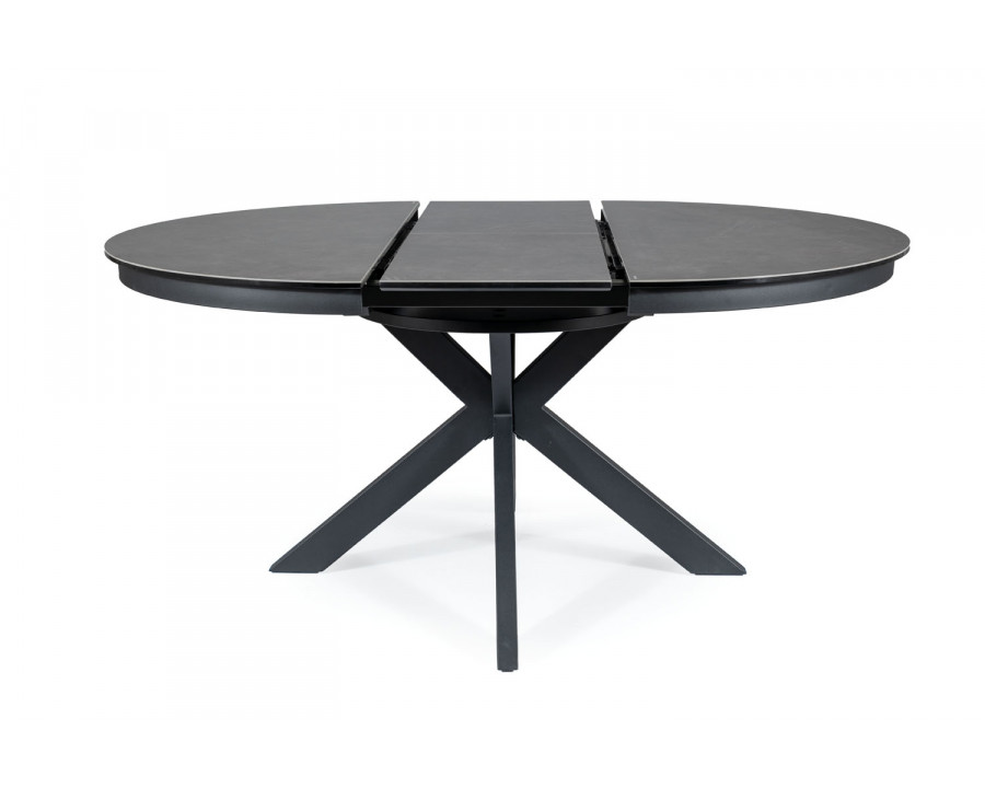 Стіл обідній розкладний PORTO CERAMIC 120(160)*120 тем.сірий ефект мармуру/чорний мат