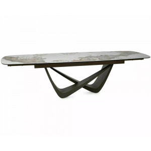 Стіл обідній кухонний розкладний Maranello Ceramic (200–290)×98 см Кераміка Білий / Мідний каркас