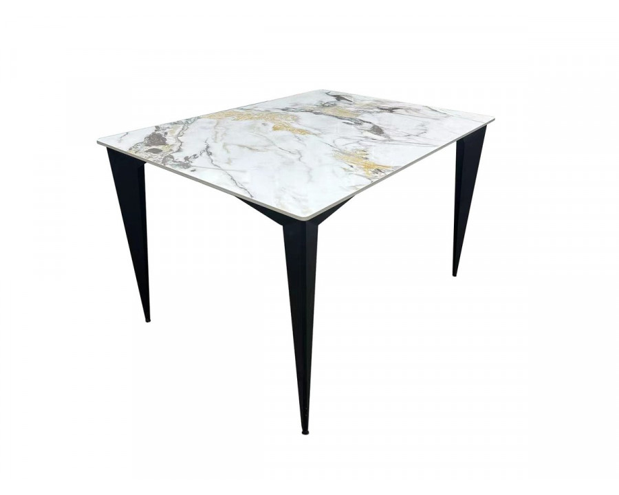 Стіл NORMAN CERAMIC 120*90 gold Phoenix глянець / Чорний каркас
