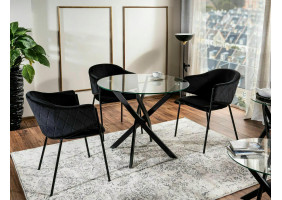 Стіл обідній AGIS Прозорий / Чорний мат Діаметр 90 AGISC