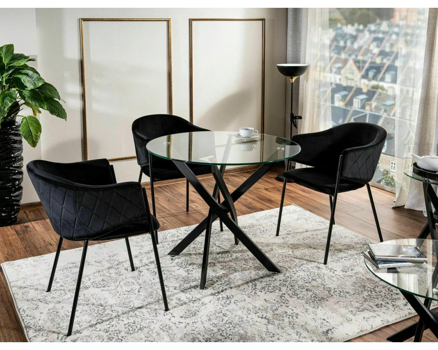 Стіл обідній AGIS Прозорий / Чорний мат Діаметр 90 AGISC