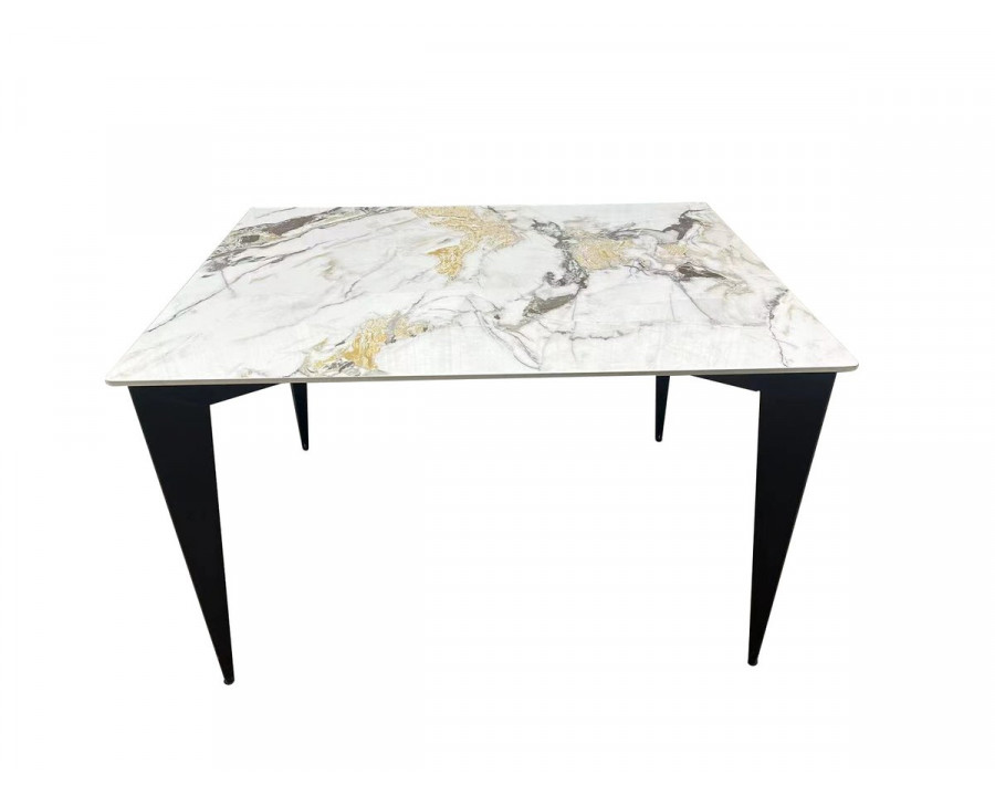 Стіл NORMAN CERAMIC 120*90 gold Phoenix глянець / Чорний каркас