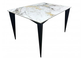 Стіл NORMAN CERAMIC 120*90 gold Phoenix глянець / Чорний каркас