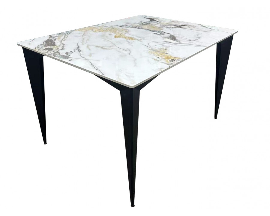Стіл NORMAN CERAMIC 120*90 gold Phoenix глянець / Чорний каркас