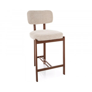 Напівбарний стілець кухонний Misaki H-2 Світло-бежева тканина / Горіх каркас