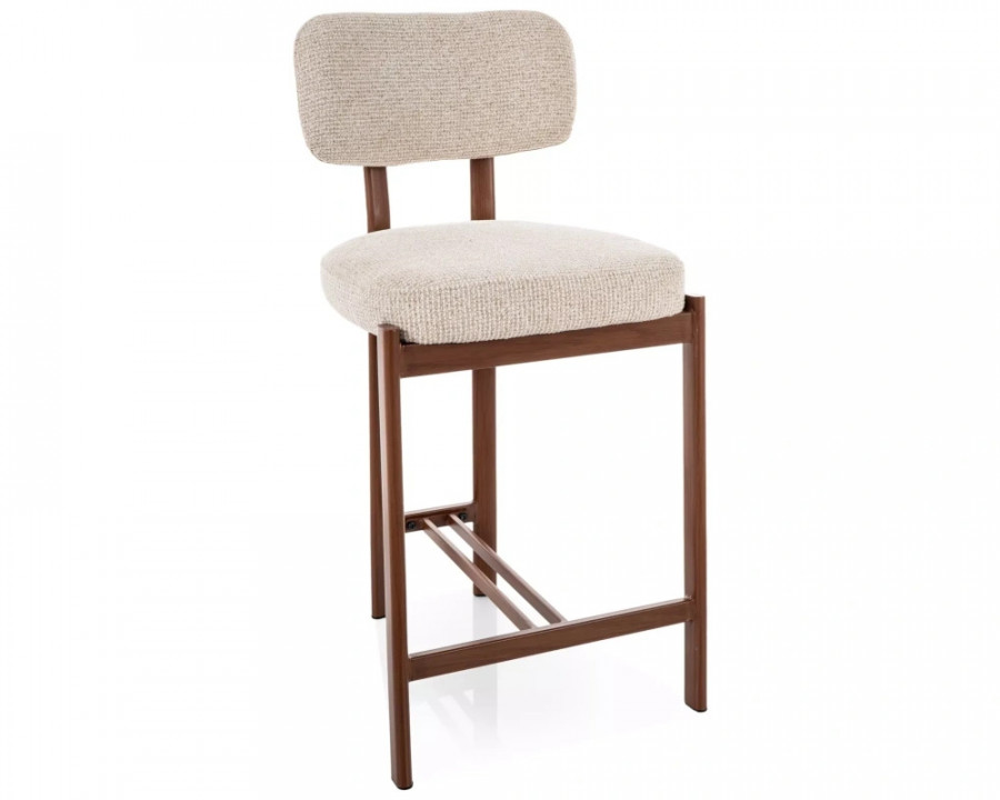 Напівбарний стілець кухонний Misaki H-2 Світло-бежева тканина / Горіх каркас