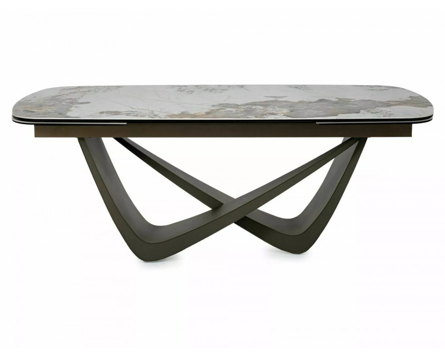 Стіл обідній кухонний розкладний Maranello Ceramic (200–290)×98 см Кераміка Білий / Мідний каркас