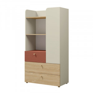 Шафа YUKI REG 6 80х150х40 сірий / бежевий / дуб / коньяк