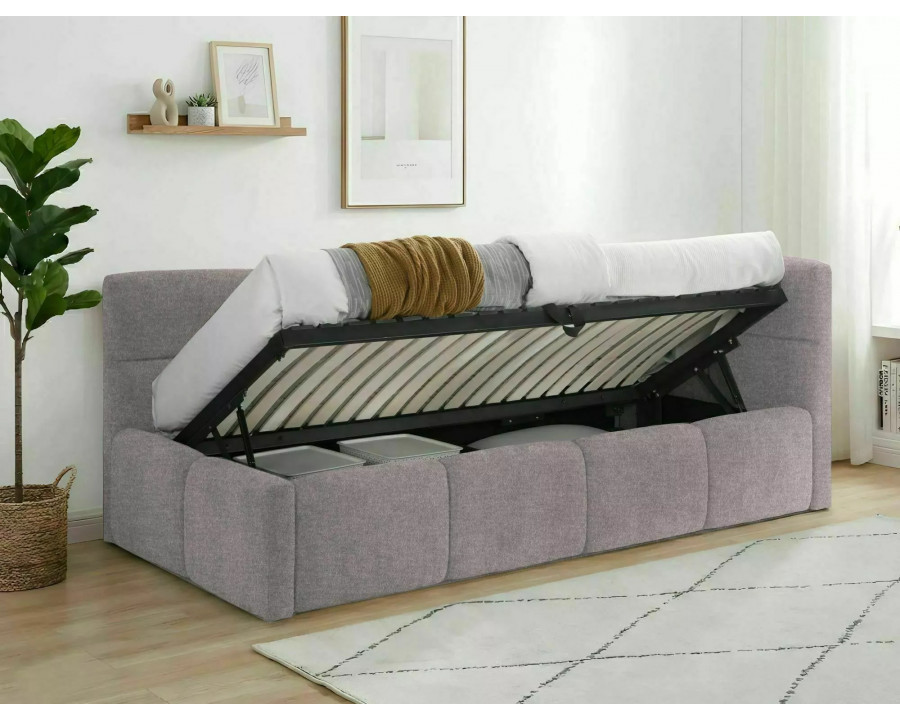 Ліжко односпальне м'яке Emma Raven 90×200 Пудрово-рожева тканина