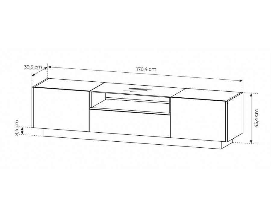 Тумба під ТВ з підсвіткою Хіро / Hiro 2D1S/176 2-дверна з 1 шухлядою Беж/дуб кремона