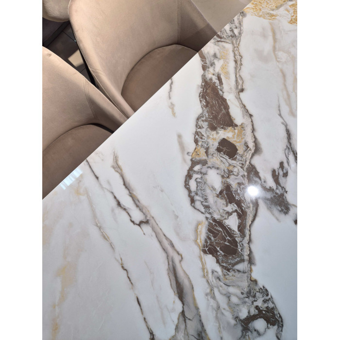 Стіл NORMAN CERAMIC 120*90 gold Phoenix глянець / Чорний каркас