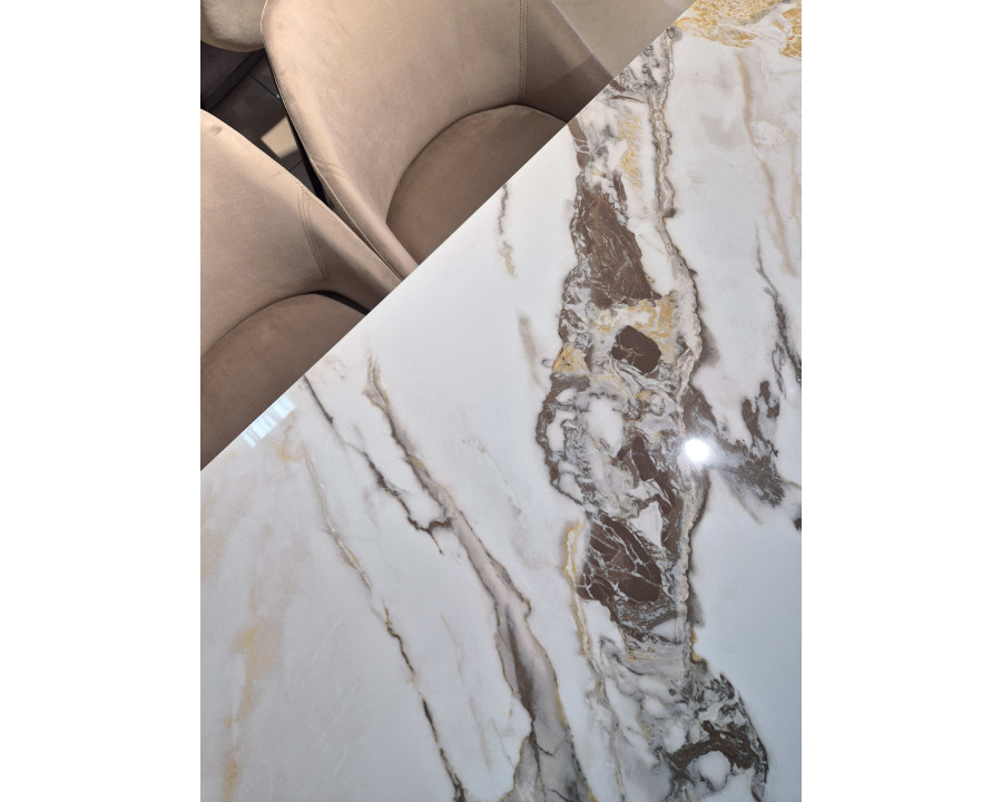 Стіл NORMAN CERAMIC 120*90 gold Phoenix глянець / Чорний каркас