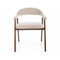 Стілець кухонний обідній м'який Lagos D Raven Бежева тканина / Горіх каркас