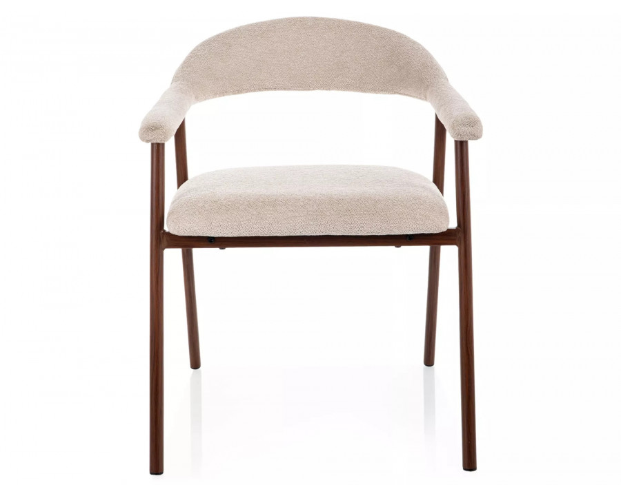 Стілець кухонний обідній м'який Lagos D Raven Бежева тканина / Горіх каркас