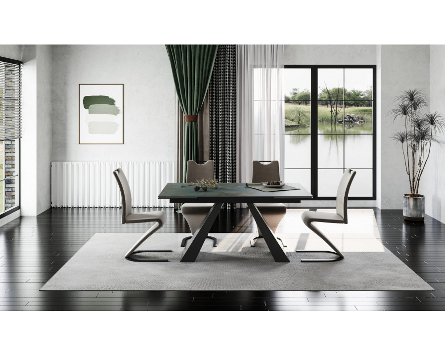 Стіл обідній розкладний SALVADORE CERAMIC 160(240)*90 бірюза OSSIDO VERDE/чорний мат SALVADORETUC160