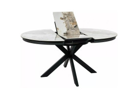 Стіл обідній кухонний розкладний Porto Ceramic (120–160)×120 см Кераміка Білий / Чорний каркас