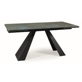 Стіл обідній розкладний SALVADORE CERAMIC 160(240)*90 бірюза OSSIDO VERDE/чорний мат SALVADORETUC160