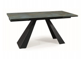 Стіл обідній розкладний SALVADORE CERAMIC 160(240)*90 бірюза OSSIDO VERDE/чорний мат SALVADORETUC160