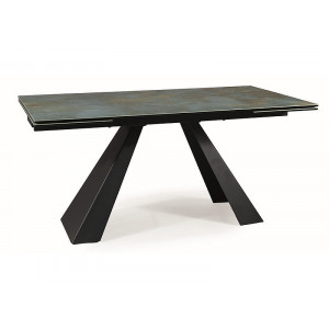 Стіл обідній розкладний SALVADORE CERAMIC 160(240)*90 бірюза OSSIDO VERDE/чорний мат SALVADORETUC160