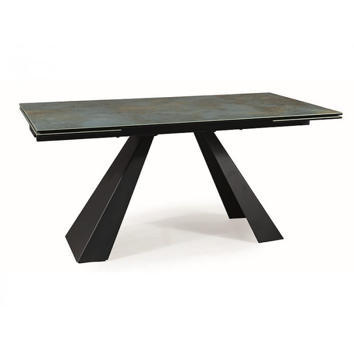 Стіл обідній розкладний SALVADORE CERAMIC 160(240)*90 бірюза OSSIDO VERDE/чорний мат SALVADORETUC160