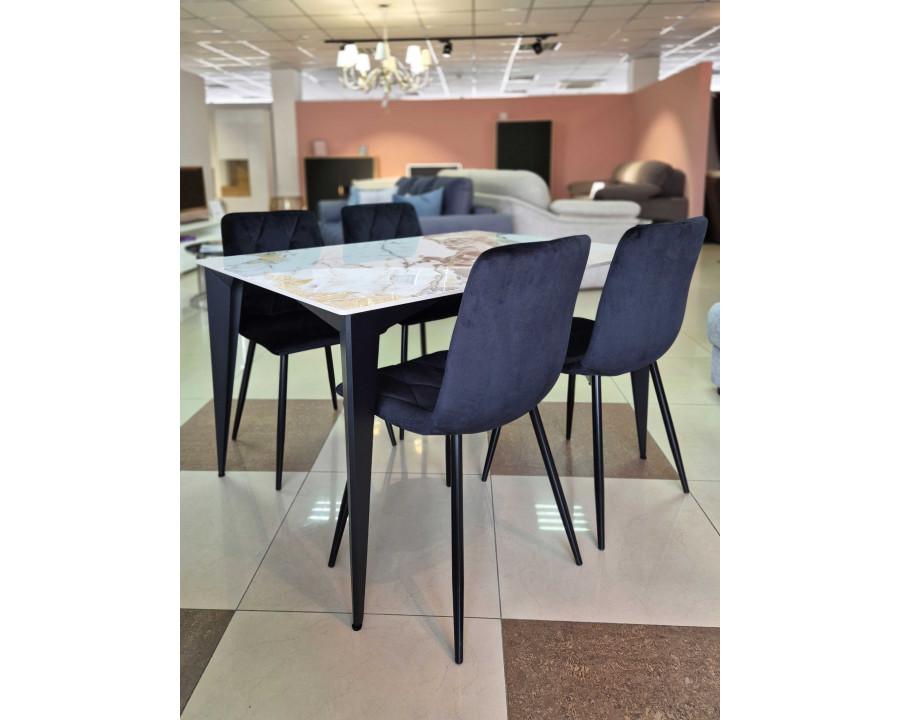 Стіл NORMAN CERAMIC 120*90 gold Phoenix глянець / Чорний каркас
