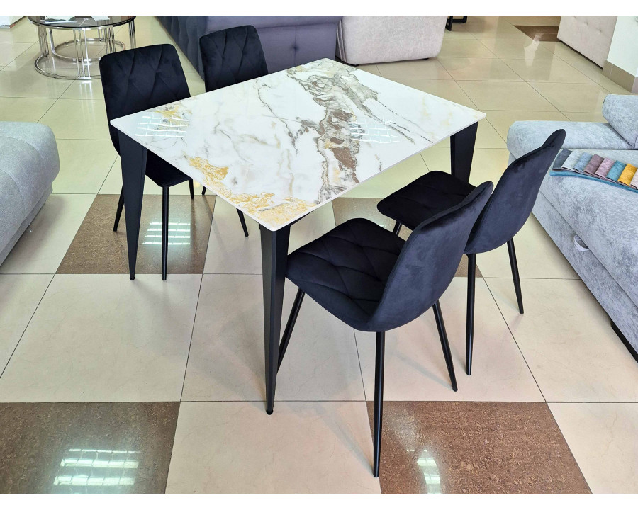 Стіл NORMAN CERAMIC 120*90 gold Phoenix глянець / Чорний каркас