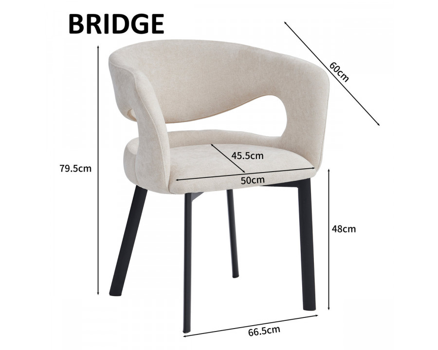 Стілець кухонний BRIDGE чорний каркас / світлий беж тканина