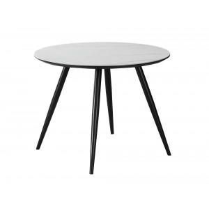 Стіл обідній IDEAL CERAMIC білий еф.мармуру / чорний каркас d.100 IDEALBCFI100