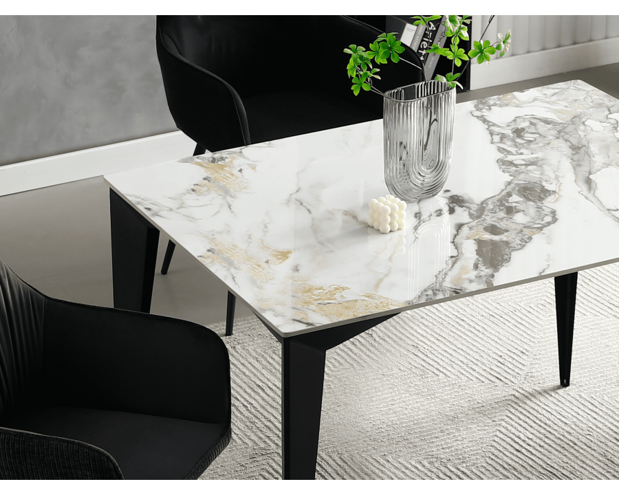 Стіл NORMAN CERAMIC 120*90 gold Phoenix глянець / Чорний каркас