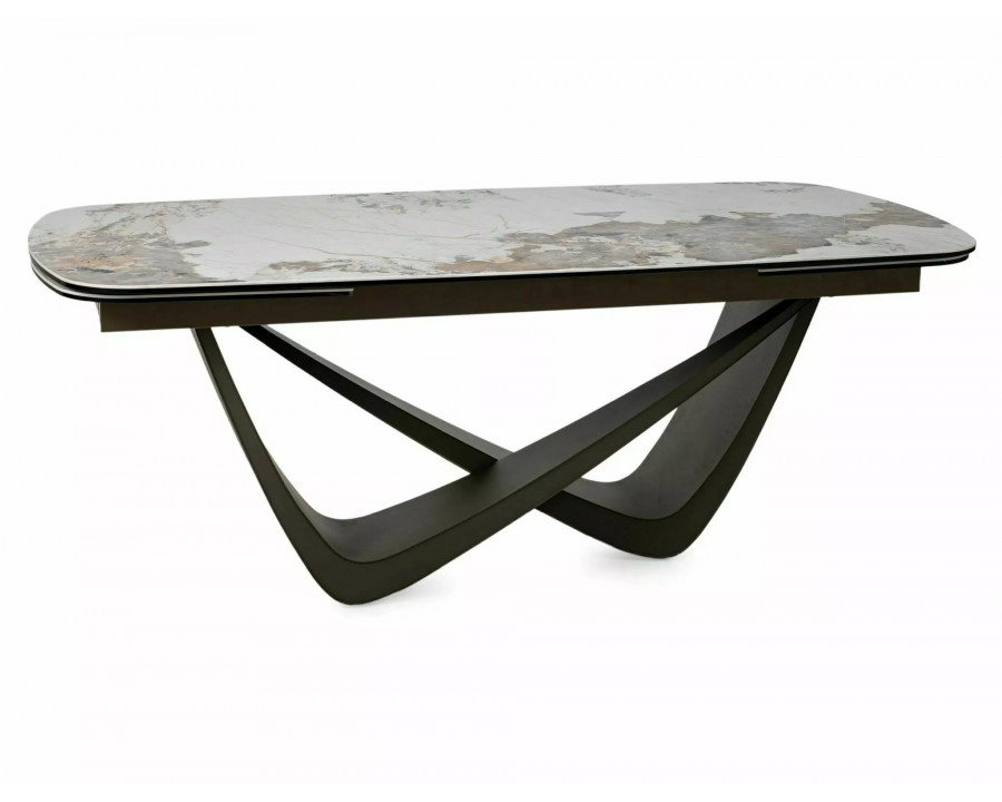 Стіл обідній кухонний розкладний Maranello Ceramic (200–290)×98 см Кераміка Білий / Мідний каркас