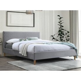 Ліжко полуторне AZURRO VELVET 140X200 колір світло-сірий/дуб BL.03