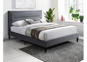 Ліжко полуторне MALAGA VELVET 140*200 сіре / чорне BL.14 MALAGAV140SZC