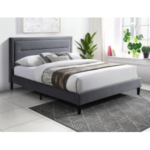 Ліжко полуторне MALAGA VELVET 140*200 сіре / чорне BL.14 MALAGAV140SZC
