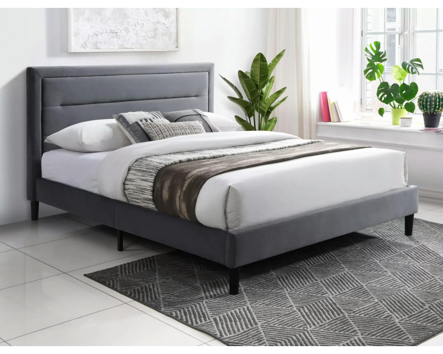 Ліжко полуторне MALAGA VELVET 140*200 сіре / чорне BL.14 MALAGAV140SZC