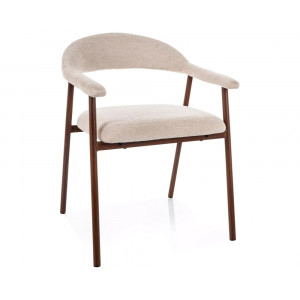 Стілець кухонний обідній м'який Lagos D Raven Бежева тканина / Горіх каркас