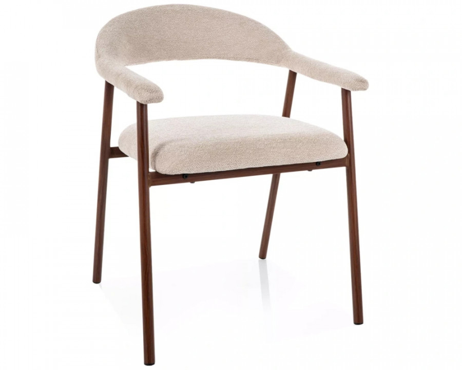 Стілець кухонний обідній м'який Lagos D Raven Бежева тканина / Горіх каркас